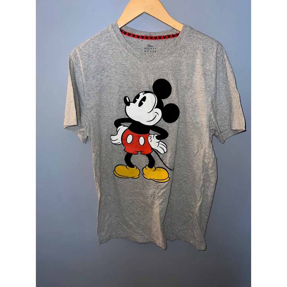 Disney Mickey Mouse Graphic T-Shirt Heather Gray Mens Large Retro Classic Tee